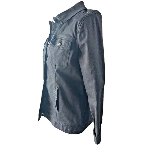 D & Co Denim & Company Black Women's Jean Jacket Bling Buttons Front Pockets S - Picture 6 of 10